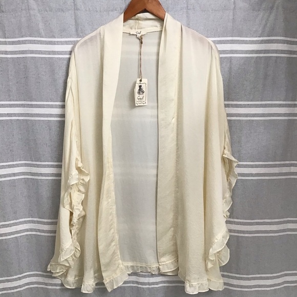 EASEL LOS ANGELES / NWT Cream Kimono Size S - Picture 1 of 10